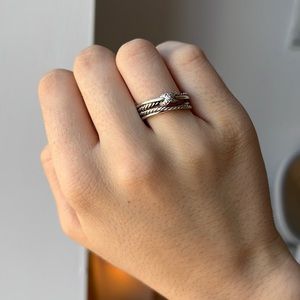 DAVID YURMAN X CROSSOVER BAND RING in STERLING SILVER with PAVE DIAMONDS- 7.5